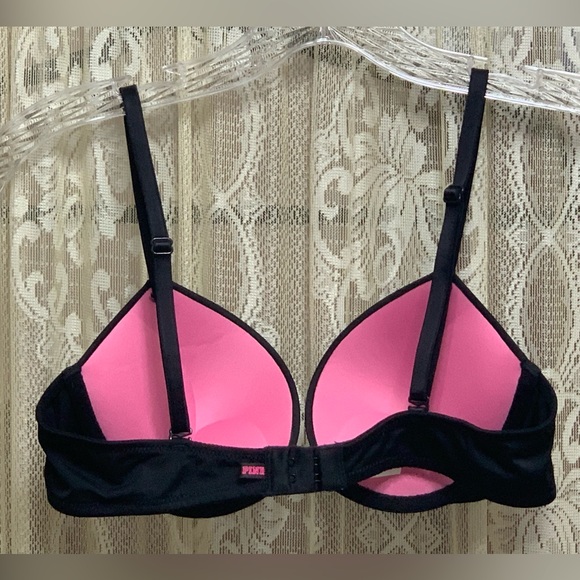 PINK BACK CLOSURE BLACK BRA - SZ. 34A - Picture 2 of 4